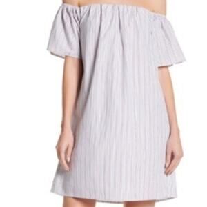 NWT Bobeau White with Red and Blue pin stripes Cotton Shift Dress Size XL